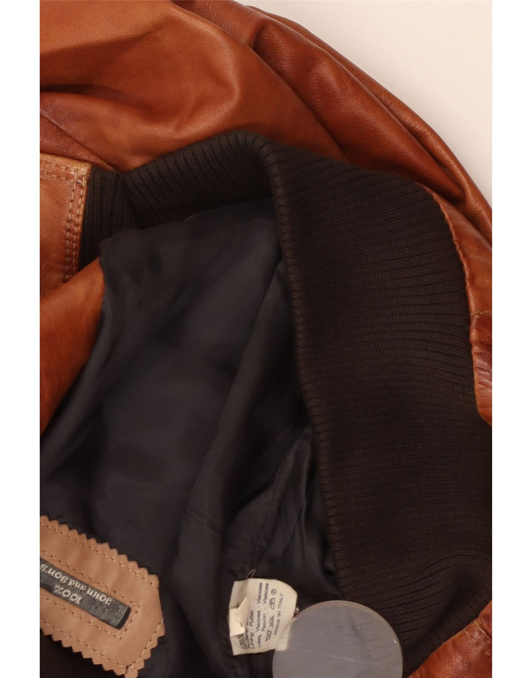 veste en cuir homme vintage UK 38 Viscose marron moyen