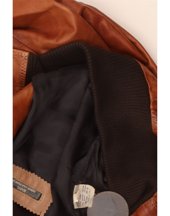 veste en cuir homme vintage UK 38 Viscose marron moyen