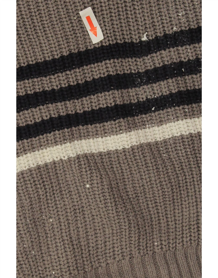 Zara Pull ras du cou pour hommes, grand, gris rayé
