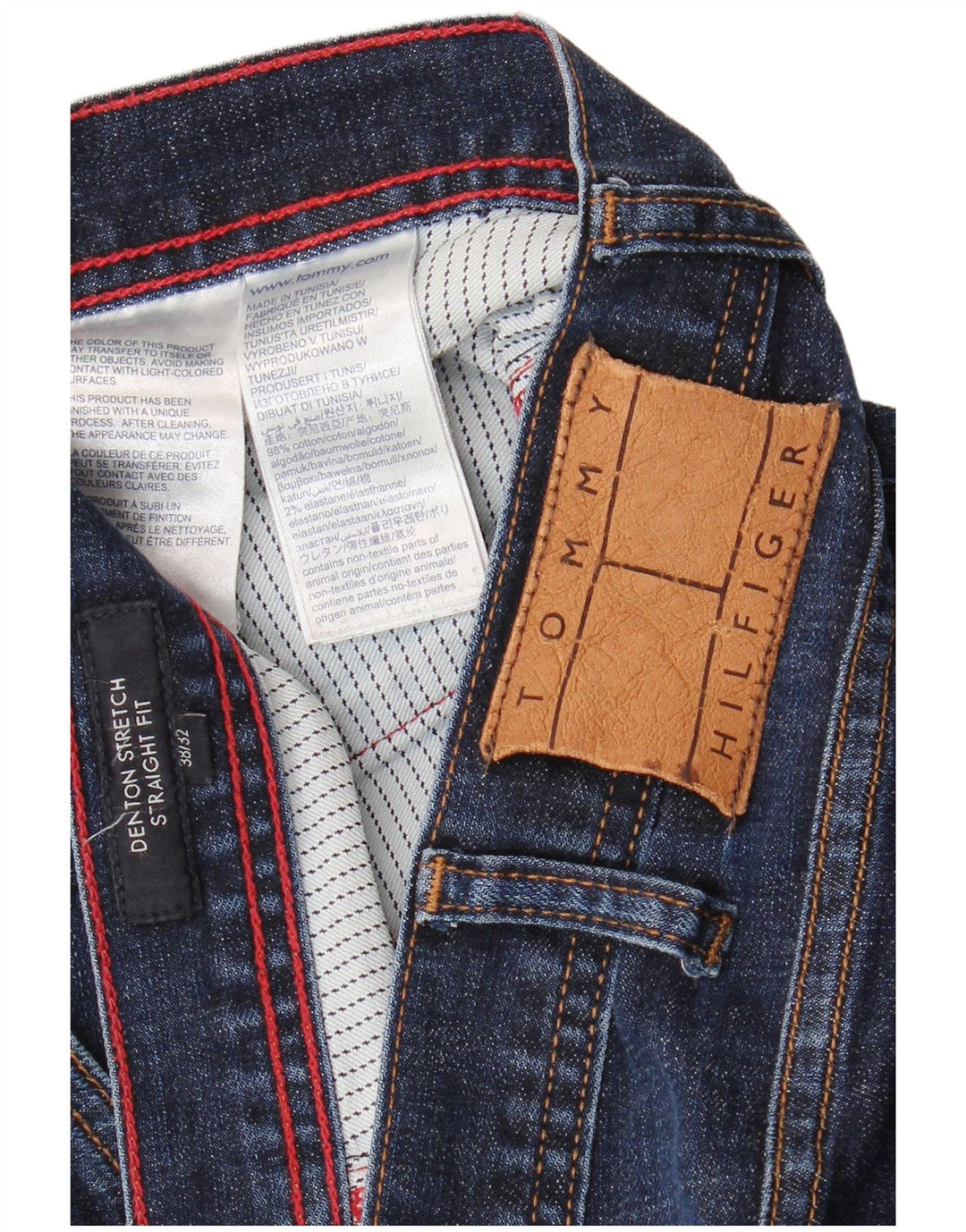 TOMMY HILFIGER Jean Droit Denton Homme W38 L32 Bleu Marine Coton