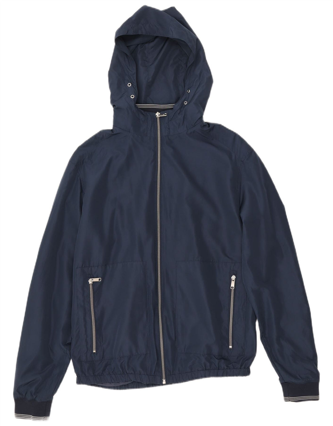 Zara Veste bomber à capuche pour homme UK 38 Bleu marine moyen Polyester