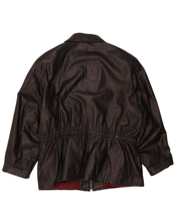 Yorn Veste en cuir surdimensionnée pour femme EU 40 Cuir noir moyen