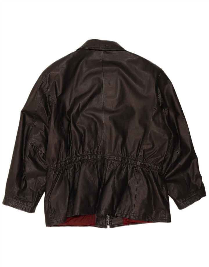 Yorn Veste en cuir surdimensionnée pour femme EU 40 Cuir noir moyen