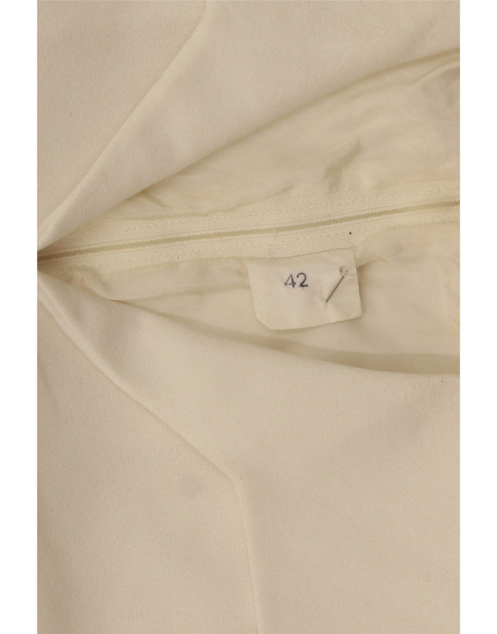 vintage Femme Robe A-Line IT 42 Polyester Floral Blanc Moyen