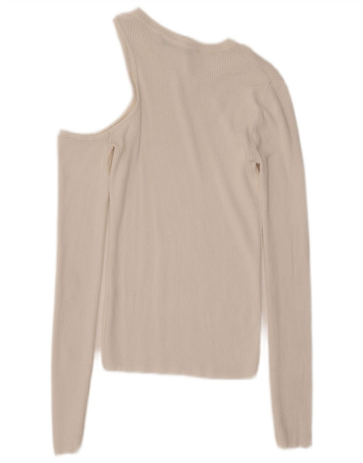Zara Haut à manches longues et asymétrique pour femme UK 8 Small Blanc