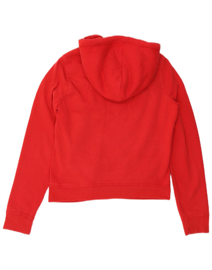 HOLLISTER Pull à capuche zippé graphique pour femme UK 14 Large Rouge Coton