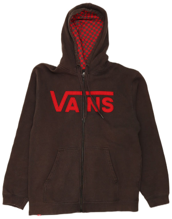 Vans Pull à capuche zippé graphique pour hommes, grand coton color block gris