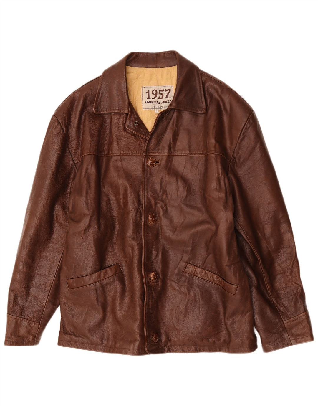 Legendary Jacket 1957 Blazer en cuir à 4 boutons pour homme UK 40 Large Marron