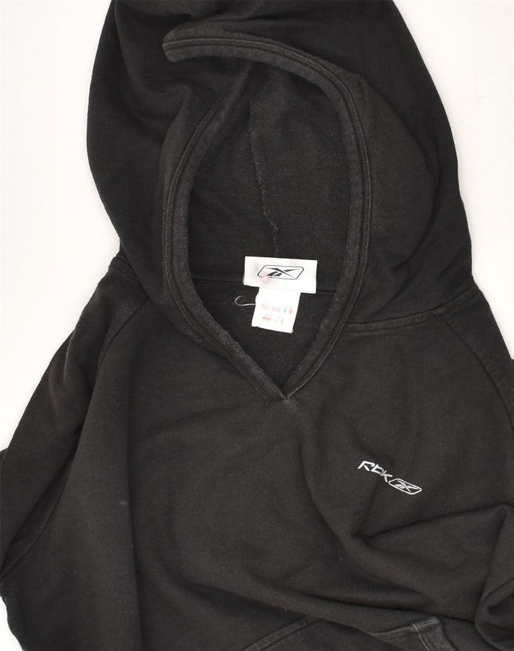 REEBOK Womens Hoodie Jumper UK 14 Medium Black Cotton | Vintage Reebok | Thrift | Second-Hand Reebok | Used Clothing | Messina Hembry 