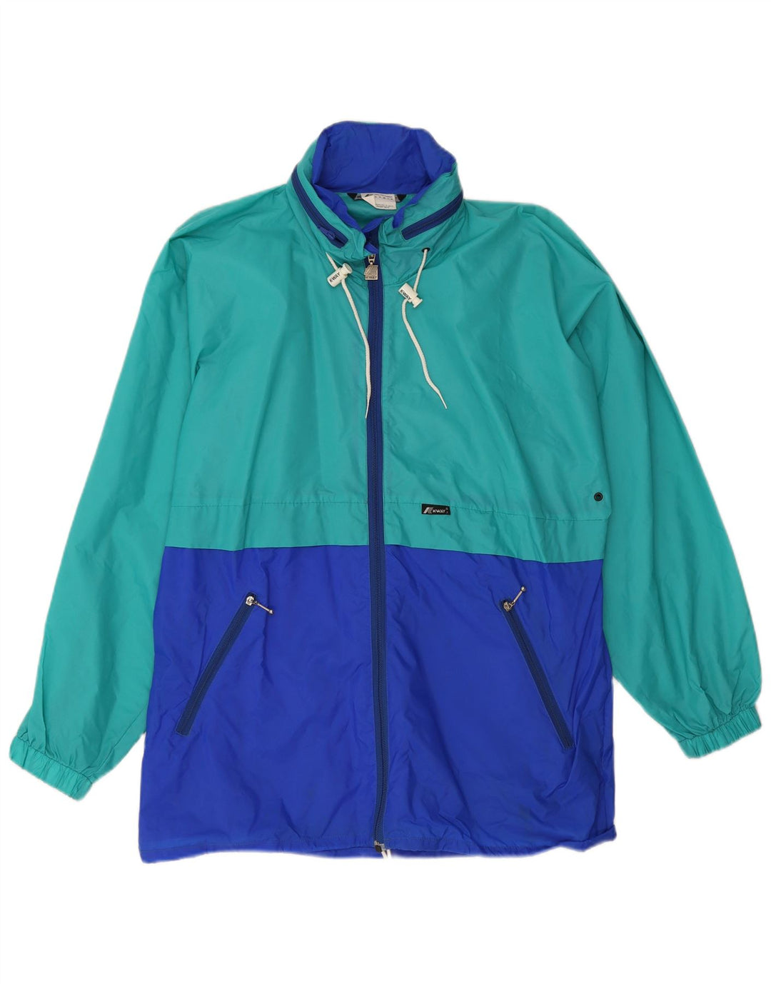 K-Way Veste de pluie à capuche pour homme UK 38 Vert moyen Colourblock Polyamide
