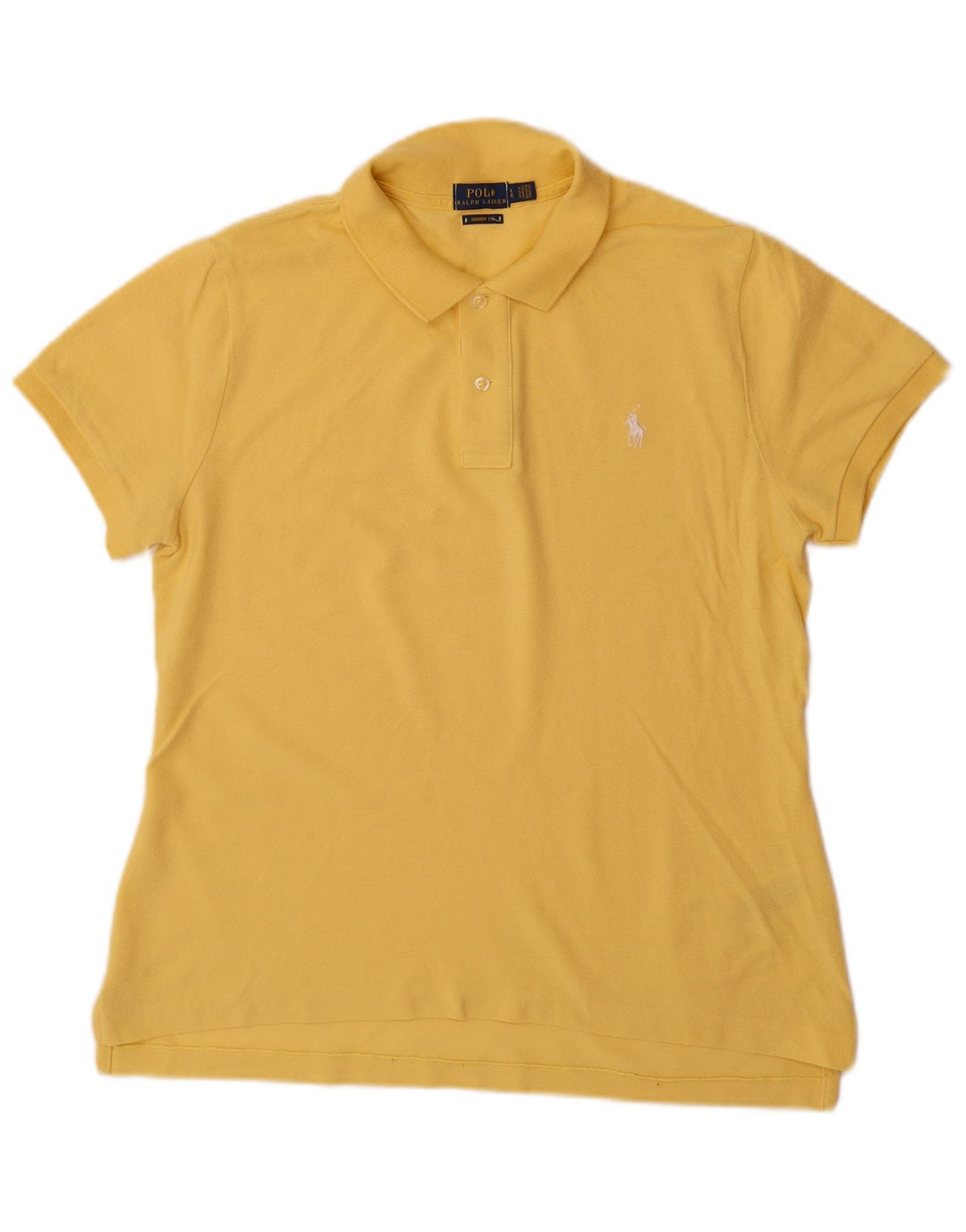 POLO RALPH LAUREN Polo skinny pour femme UK 16 Grand coton jaune