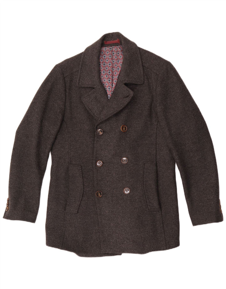 Ted Baker Caban Homme Taille 3 Laine Gris Moyen