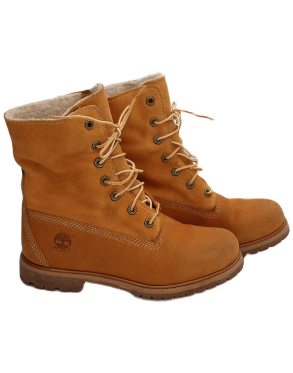 Timberland Femmes Cuir Shearling Style Bottes UK Taille 5.5 Cuir Marron