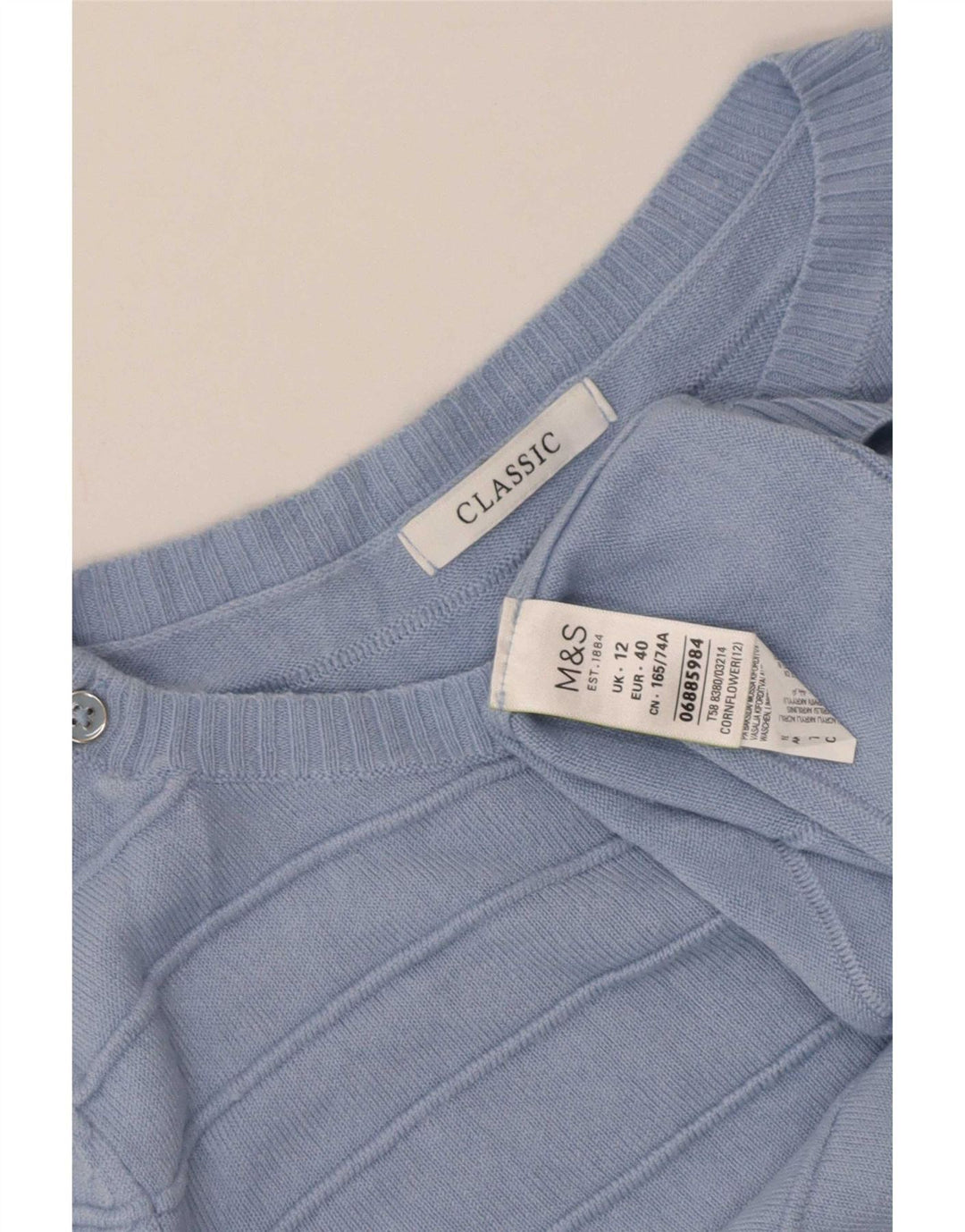 Marks & Spencer Pull classique à col bateau pour femme Bleu moyen UK 12