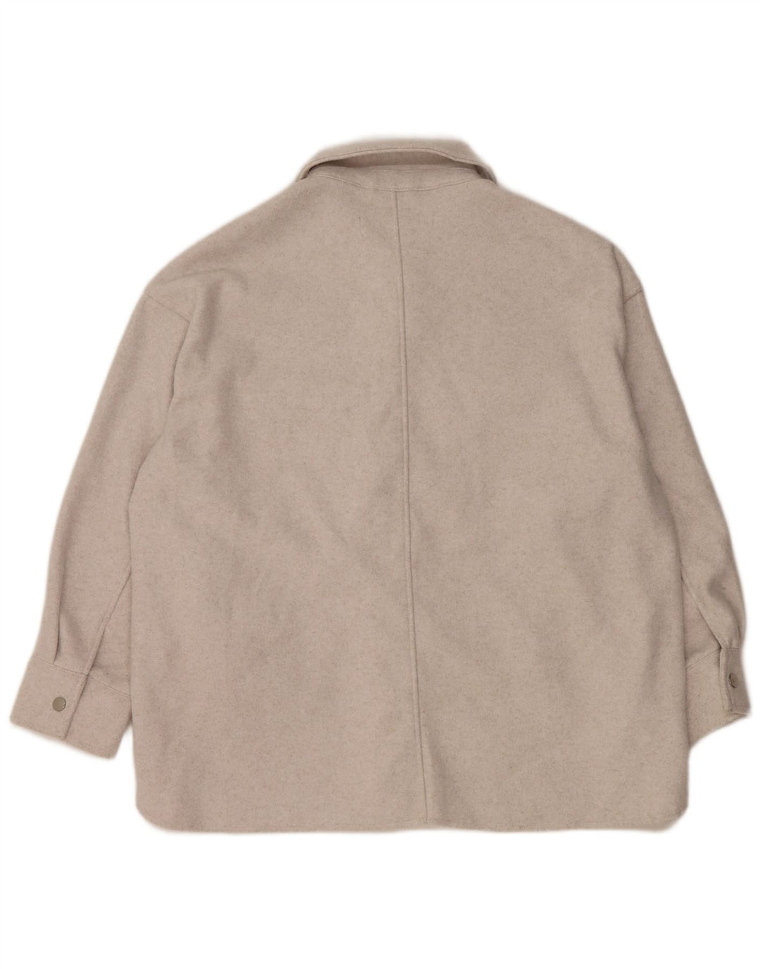 Zara Womens Oversize Shacket Fleece Shirt UK 16 Large Gris Polyester