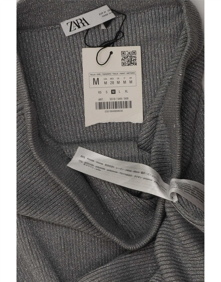 Zara Femme Jupe Maxi Moyenne W28 L34 Gris Viscose