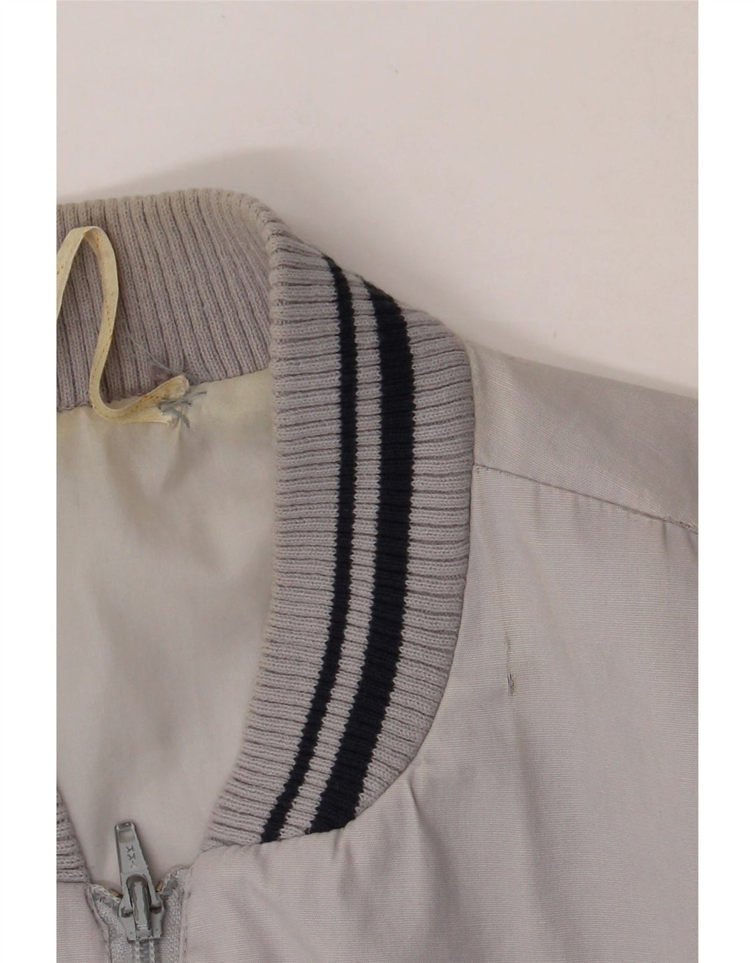 VINTAGE Mens Bomber Jacket UK 40 Large Grey Cotton Vintage Vintage and Second-Hand Vintage from Messina Hembry 
