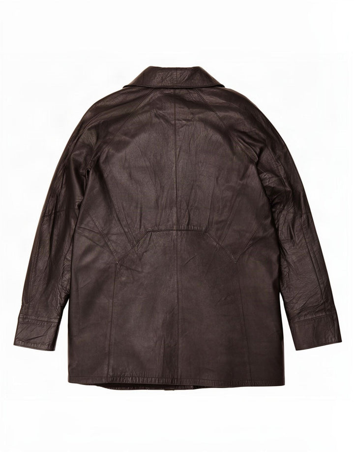 manteau en cuir surdimensionné vintage pour femmes IT 46 Grand Noir