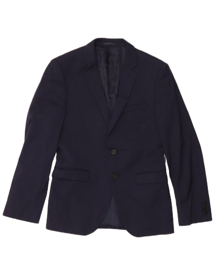 Dkny Veste Blazer Slim Fit 2 Boutons pour Homme UK 38 Laine Bleu Marine Moyen