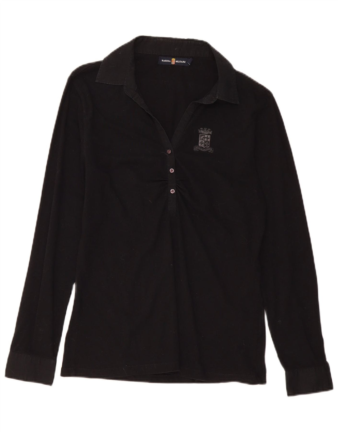 MARINA MILITARE Polo à manches longues pour femme UK 18 XL Coton noir