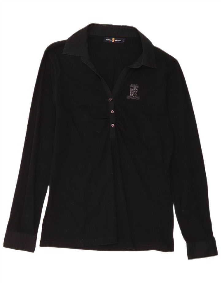 MARINA MILITARE Polo à manches longues pour femme UK 18 XL Coton noir