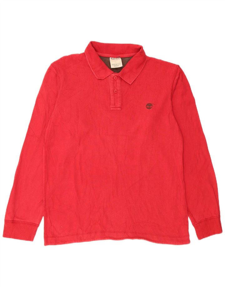Timberland Polo à Manches Longues Regular Fit Homme Rouge Moyen Coton