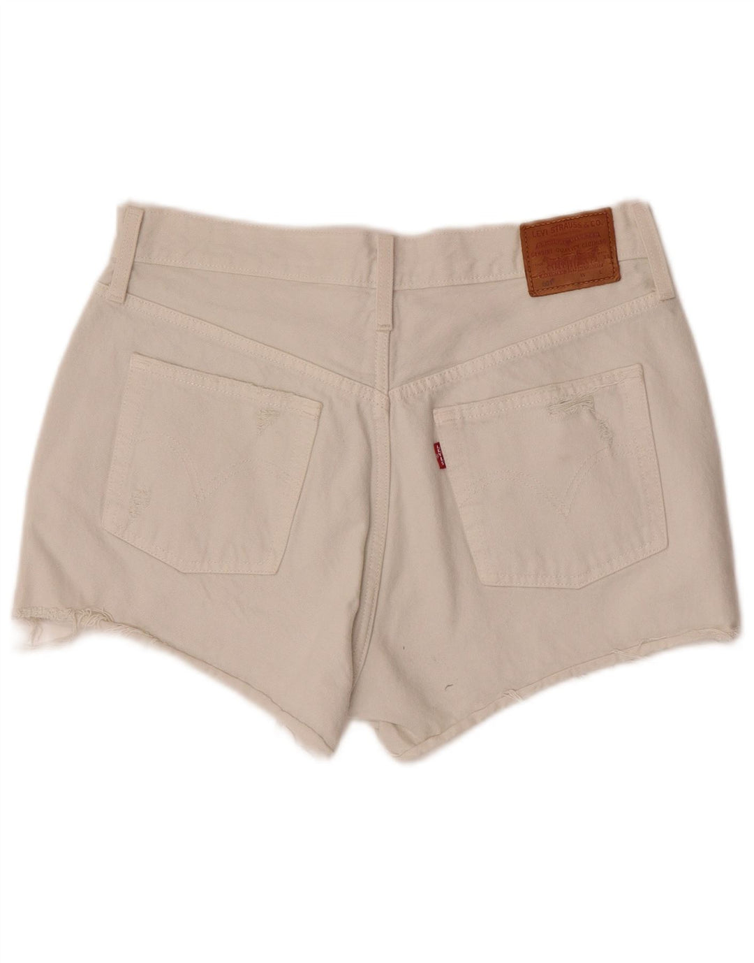 Levi's Short en Jean 501 Distressed Femme W30 Coton Blanc Cassé Moyen