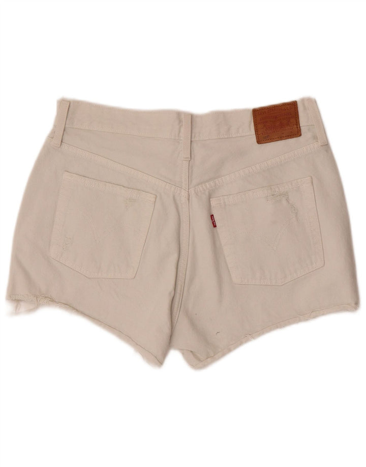 Levi's Short en Jean 501 Distressed Femme W30 Coton Blanc Cassé Moyen