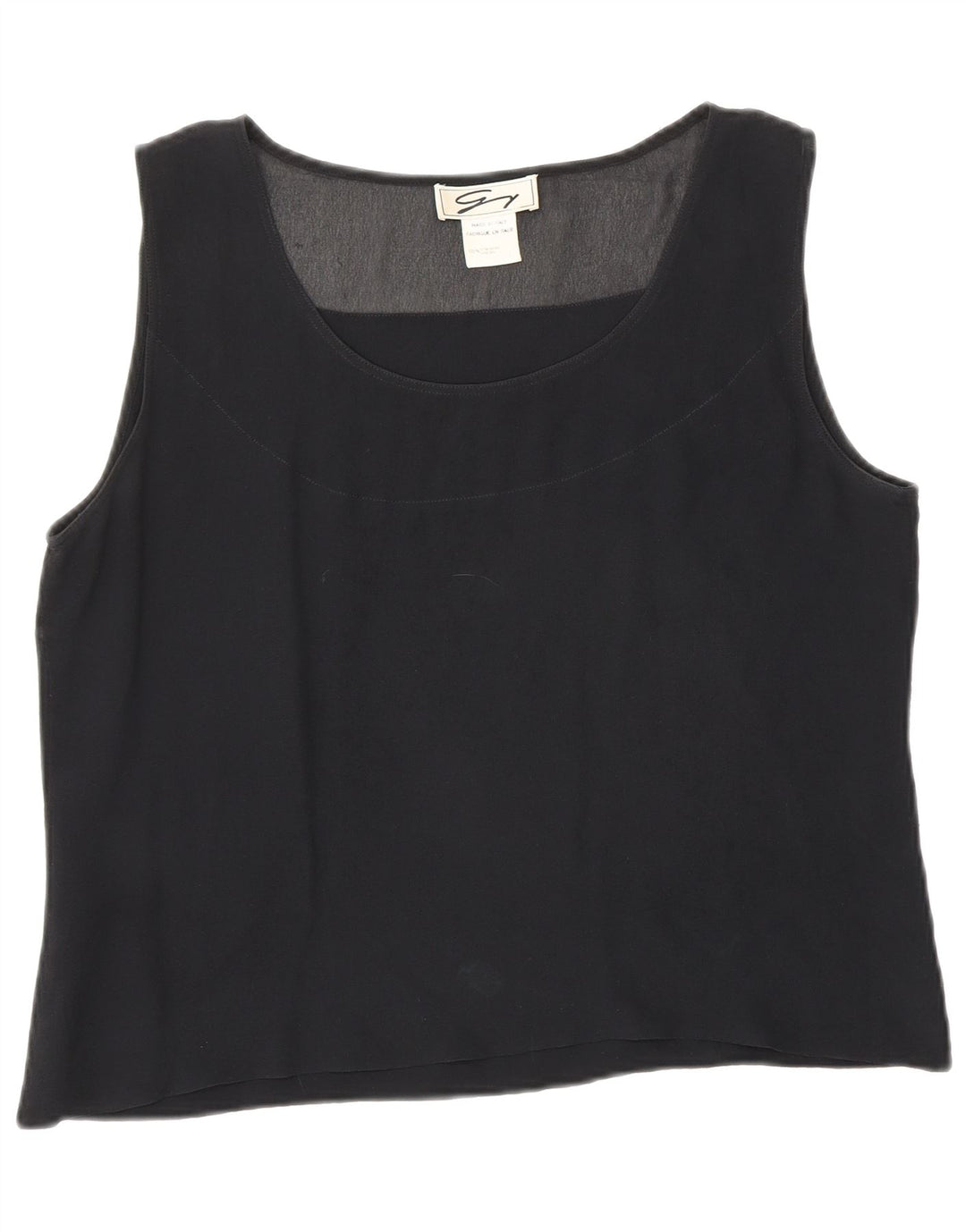 Genny Chemisier court sans manches pour femme UK 42 en soie noire moyenne