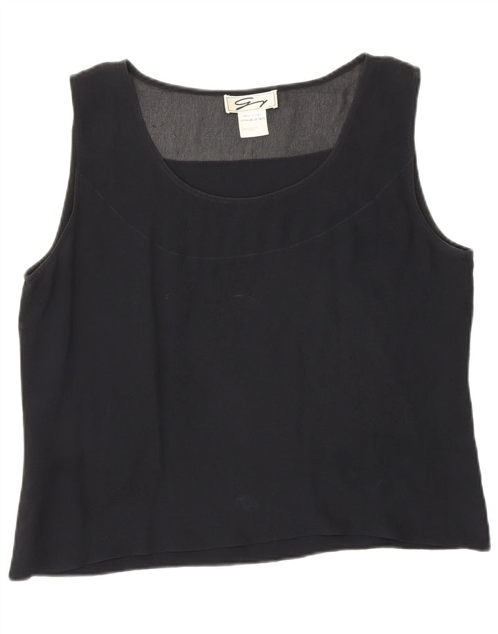 Genny Chemisier court sans manches pour femme UK 42 en soie noire moyenne
