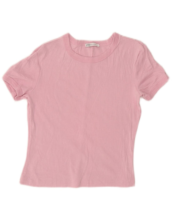 Zara Womens Crop T-Shirt Top UK 10 Petit Rose