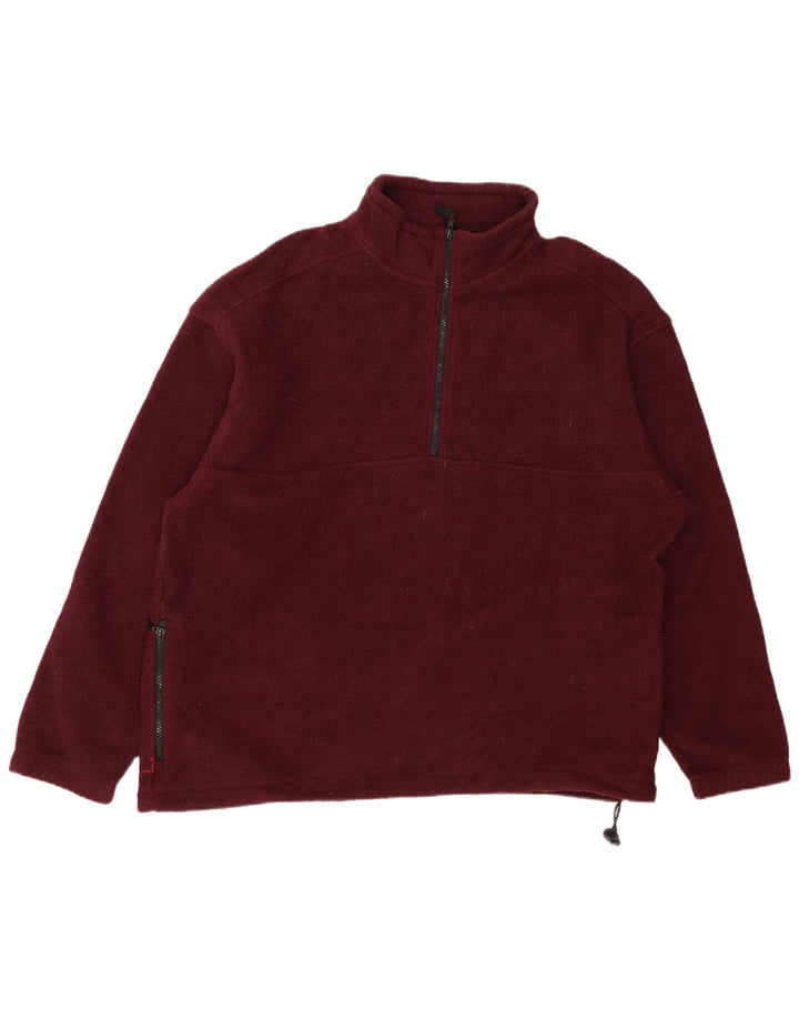 Eddie Bauer Pull polaire à col zippé pour homme Grand polyester bordeaux