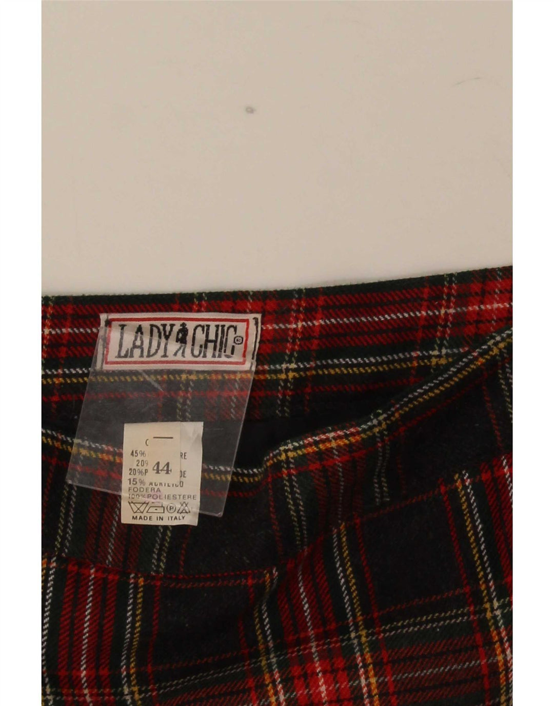 jupe crayon femme vintage IT 44 Moyen W28 Noir Plaid Polyester