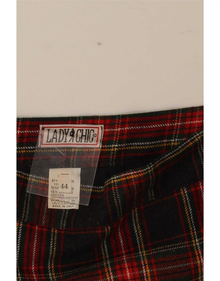 jupe crayon femme vintage IT 44 Moyen W28 Noir Plaid Polyester