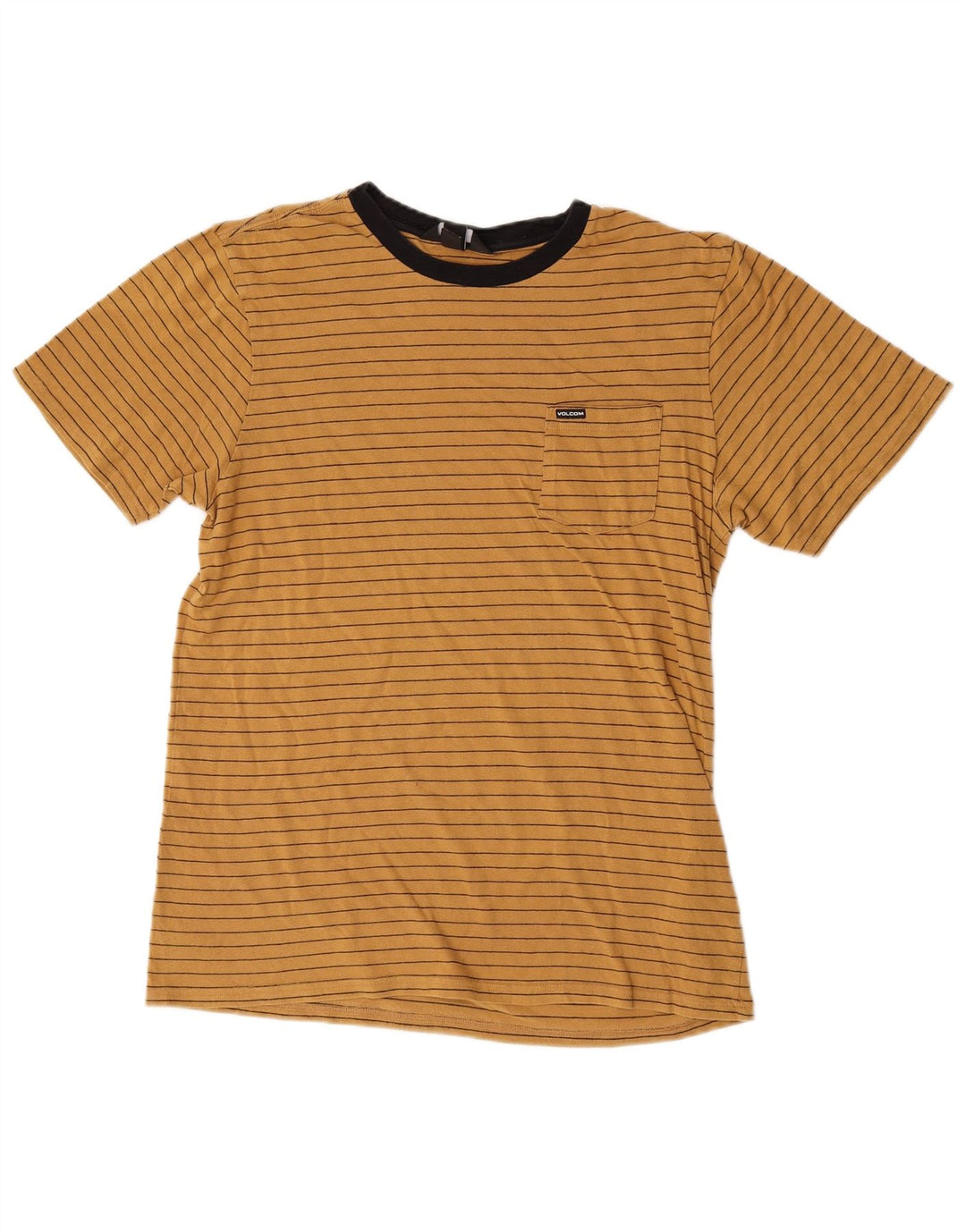 Volcom T-Shirt Homme Coton Rayé Jaune Moyen