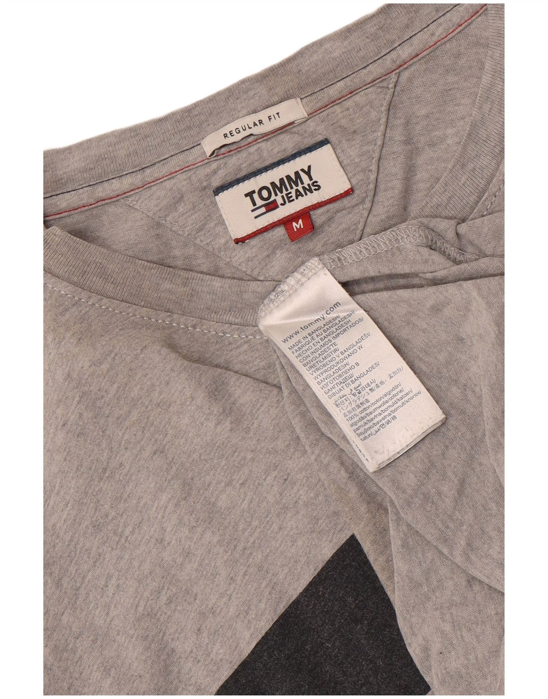 Tommy Hilfiger T-Shirt Regular Fit Graphique Homme Gris Moyen Coton