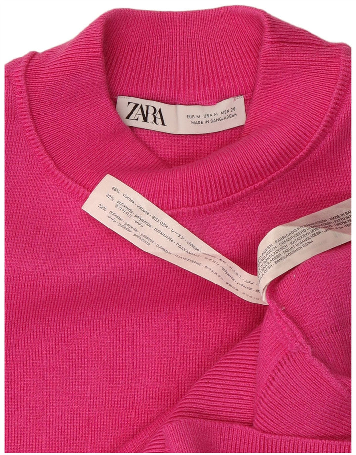 Zara Pull surdimensionné à col rond pour femme UK 14 Viscose rose moyen