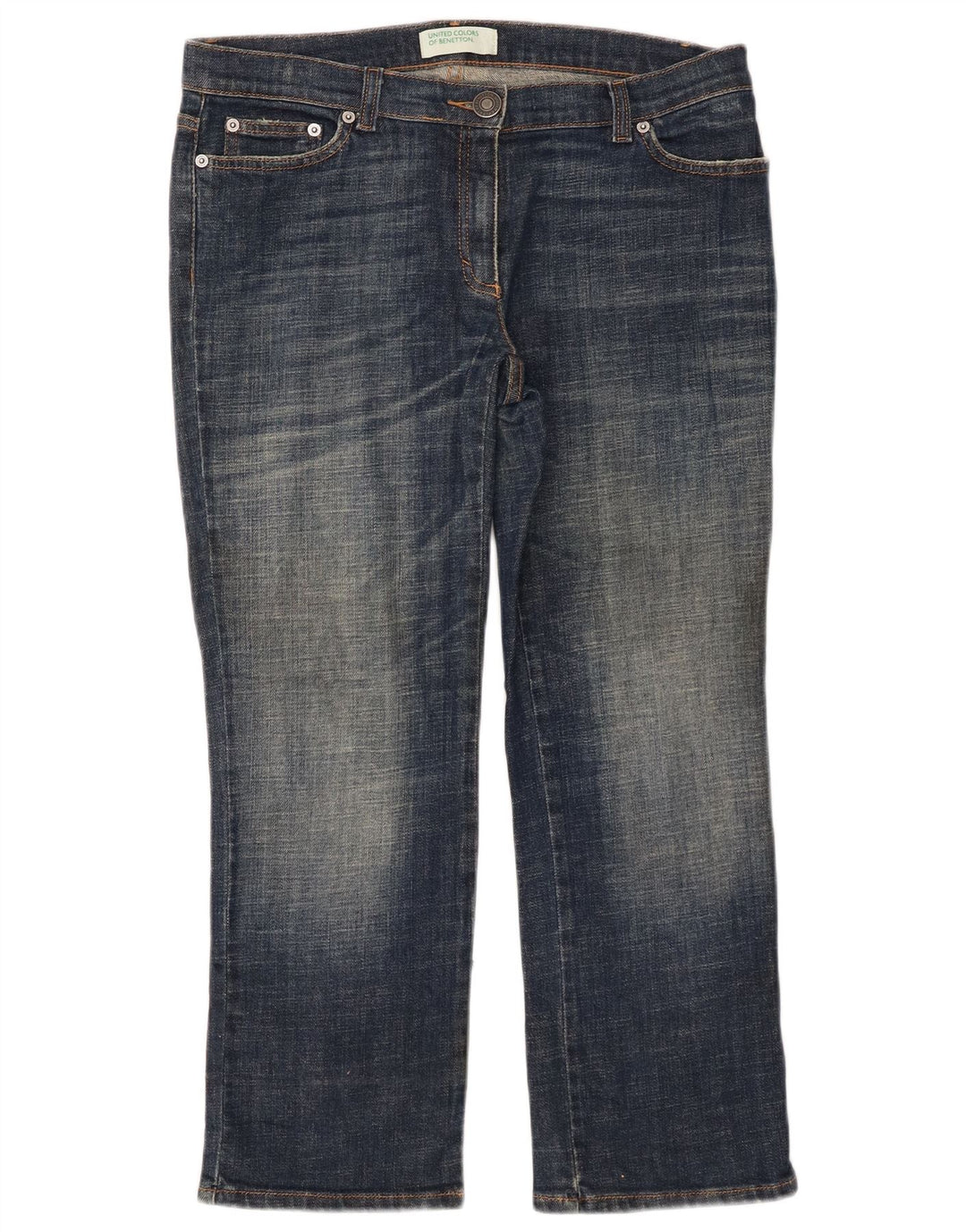Benetton Jean Court W32 L25 Bleu Femme