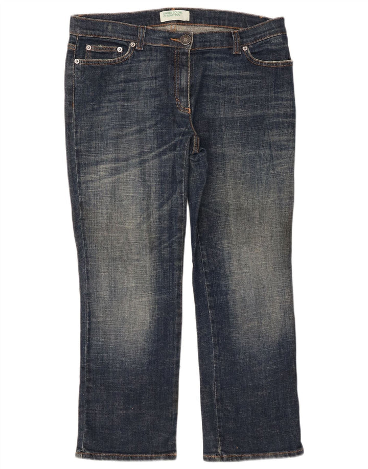 Benetton Jean Court W32 L25 Bleu Femme