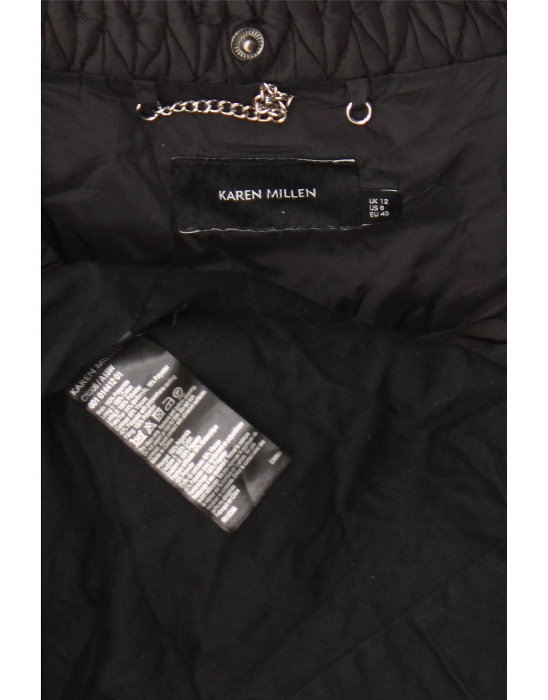 Karen Millen Manteau rembourré pour femme UK 12 Medium Noir Polyamide