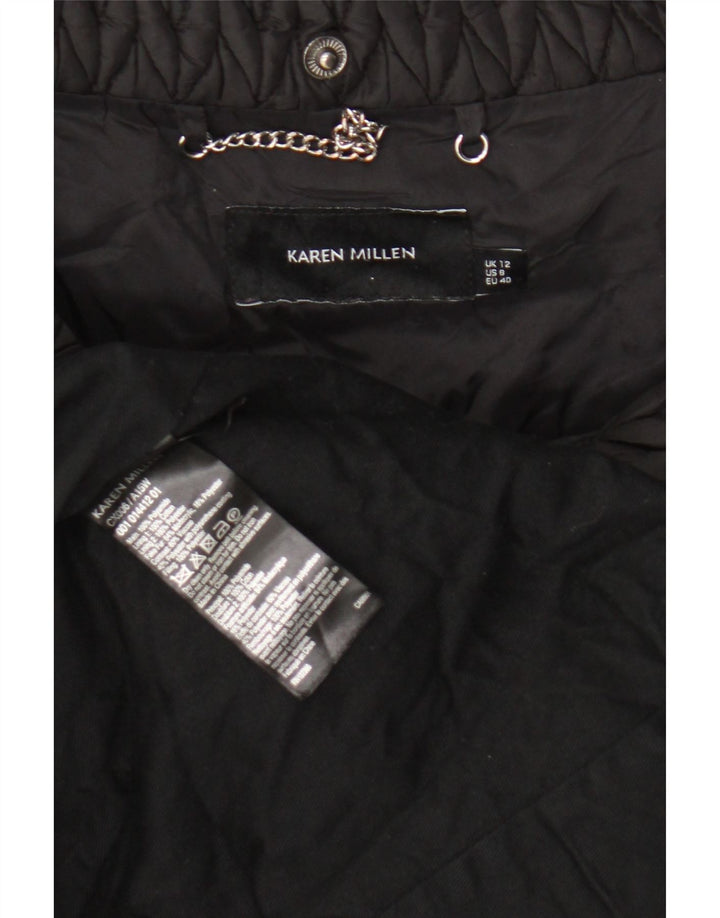 Karen Millen Manteau rembourré pour femme UK 12 Medium Noir Polyamide