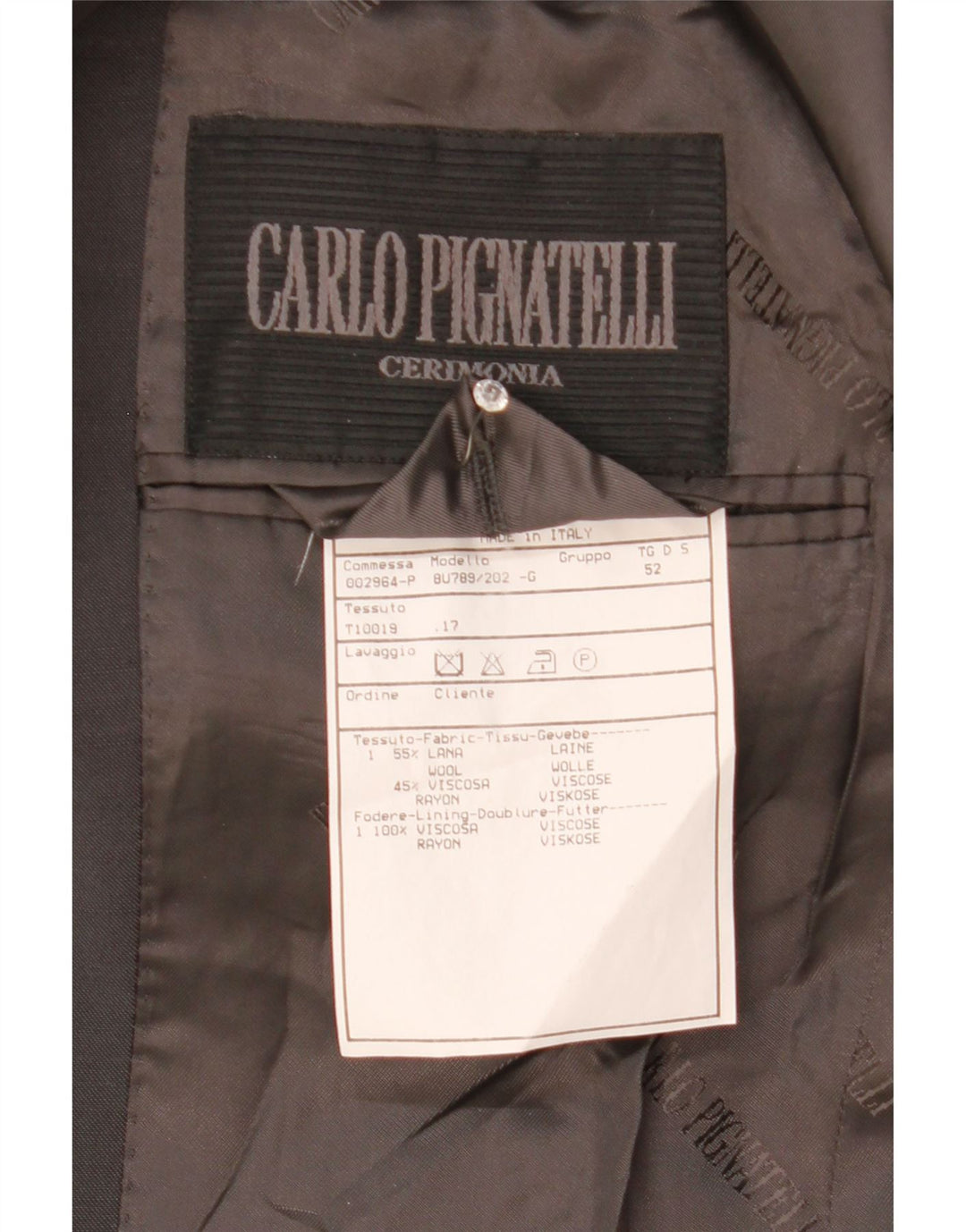 CARLO PIGNATELLI Veste Blazer 3 Boutons Homme IT 52 XL Gris Laine