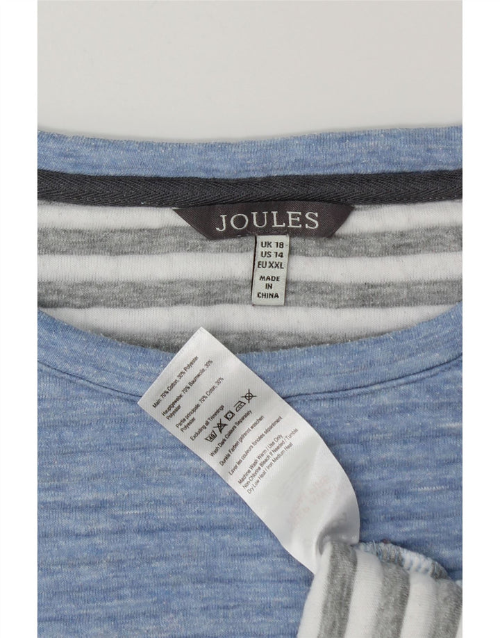 JOULES Sweat-shirt surdimensionné pour femme UK 18 XL en coton à fines rayures bleues