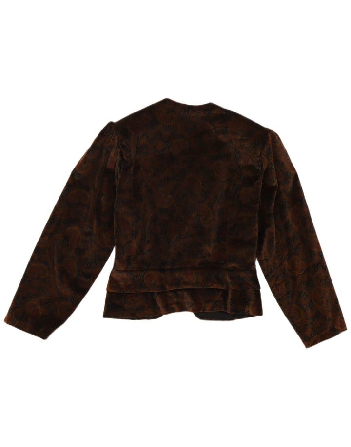 Veste blazer en velours femme vintage UK 12 Medium Brown Paisley