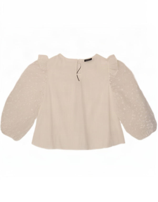 Zara Chemisier à manches 3/4 pour femme UK 14 Large Viscose Blanc