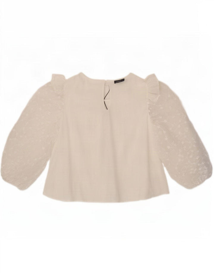 Zara Chemisier à manches 3/4 pour femme UK 14 Large Viscose Blanc