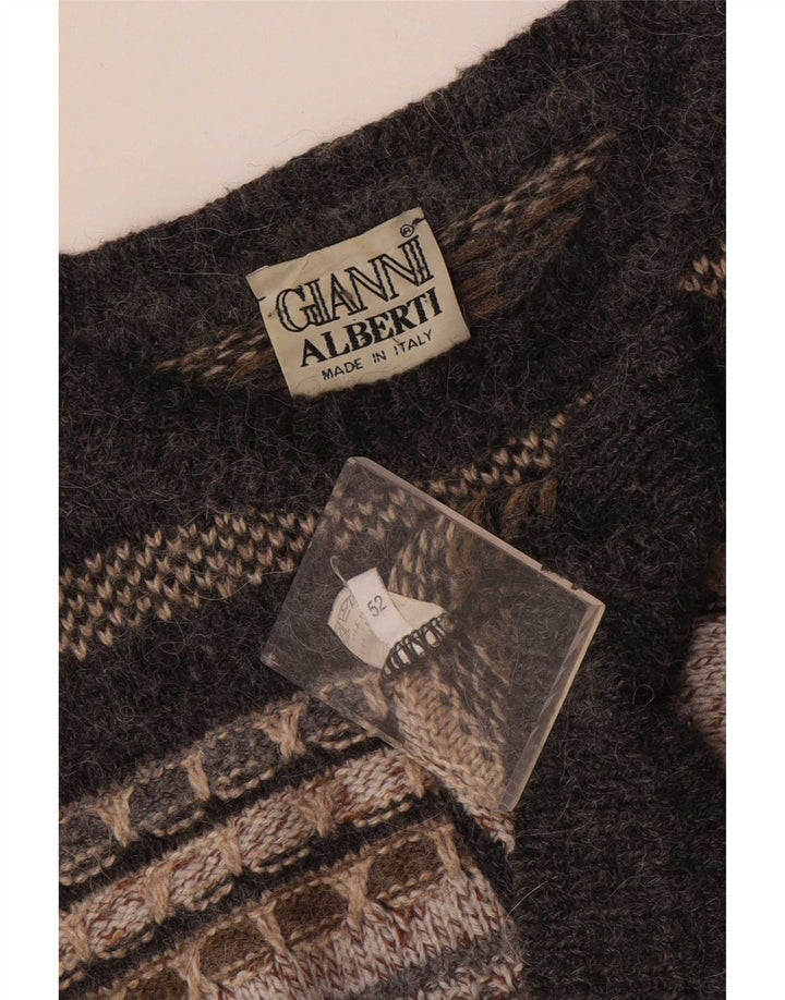 Gianni Alberti Pull col rond pour homme IT 52 Grand gris géométrique