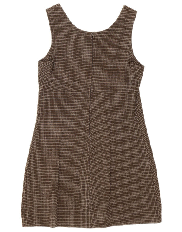 Germano Zama Robe fourreau sans manches pour femme UK 8 Petit Viscose à Carreaux Marron
