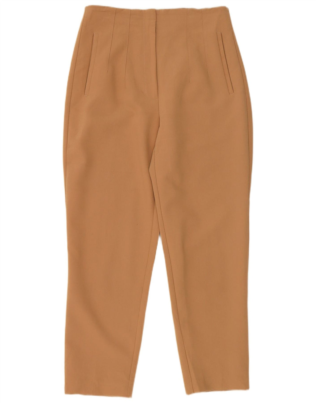 Zara Femme Pantalon Court Slim Moyen W28 L26 Beige Polyester