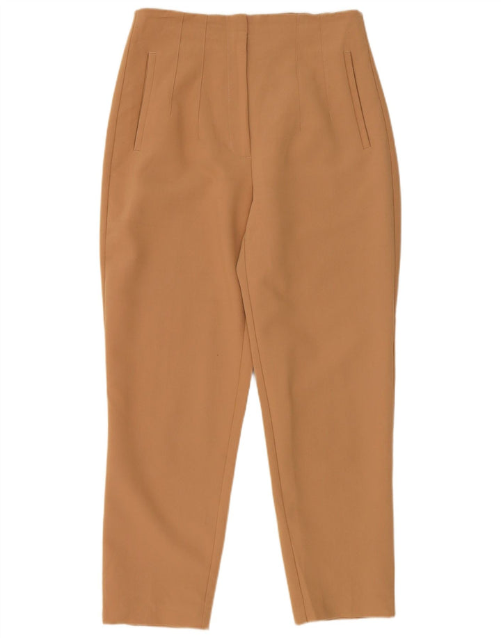 Zara Femme Pantalon Court Slim Moyen W28 L26 Beige Polyester